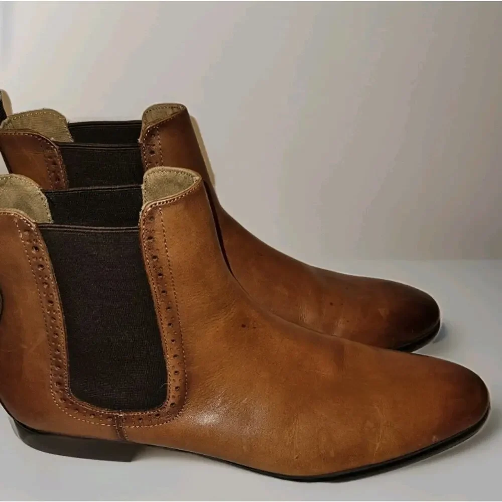 Aldo Leather Dress Chelsea Boots Cognac Size 13 EUC